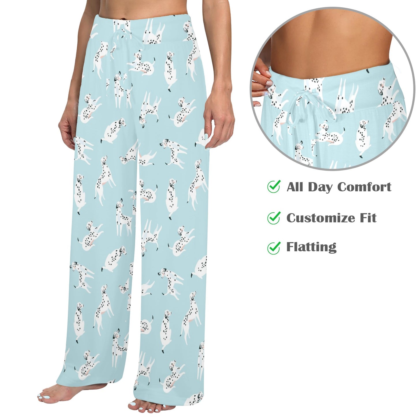 Dalmatians Design Print Pattern JJ052 Women's Wide Leg Lounge Pants