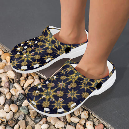 kaleidoscope Gold Print Design Unisex Clogs Shoes