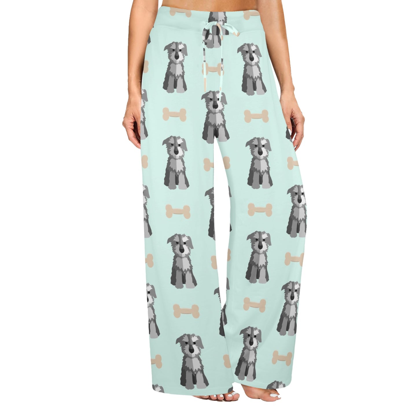 Schnauzers Pattern Print Design A03 Women's Wide Leg Lounge Pants