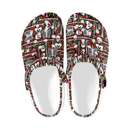 Skeleton Pattern Print Unisex Clogs Shoes