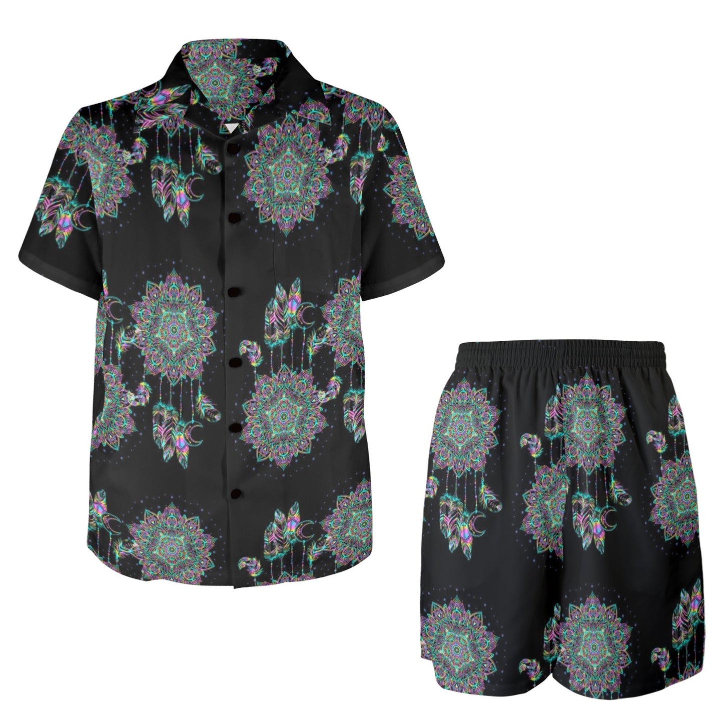 Dream Catcher Colorful Hand Draw Men's Beach Shirt and Shorts Set