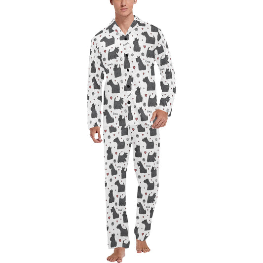 Scottish Terriers Print Design LKS3015 Men's Long Pajama Set