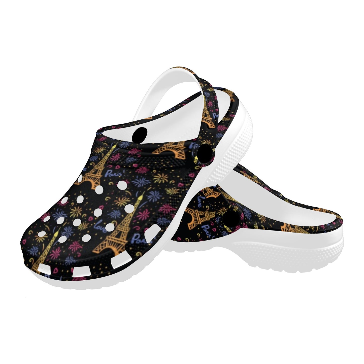 Eiffel Tower Love Paris Print Unisex Clogs Shoes