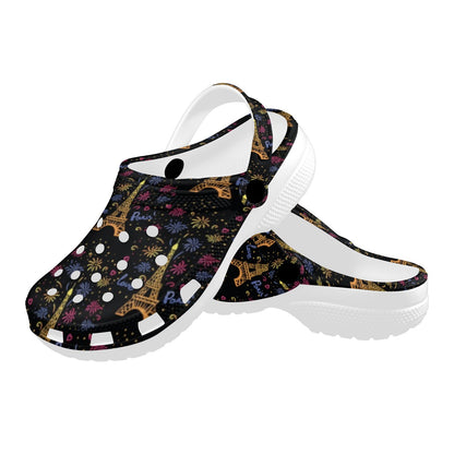 Eiffel Tower Love Paris Print Unisex Clogs Shoes