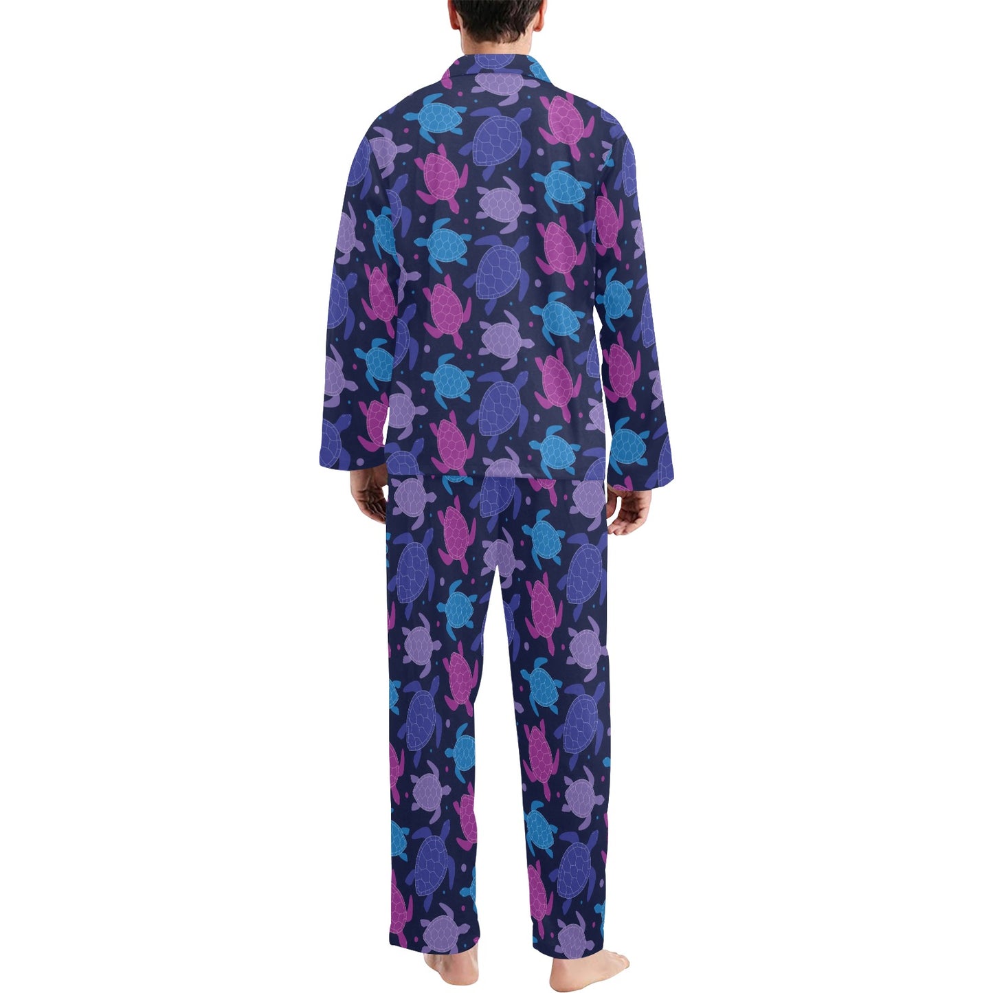 Sea Turtle Print Design LKS309 Men's Long Pajama Set