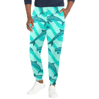 Dolphin Wave Print Men's Casual Track Pants