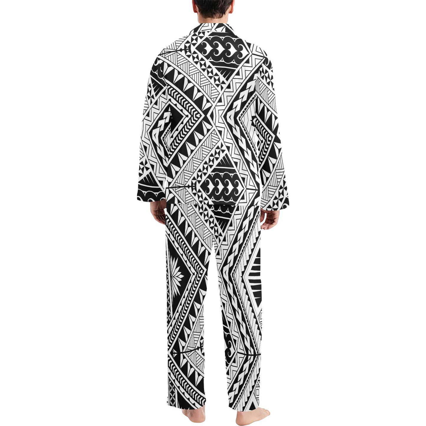 Samoan Tattoo Style Print Design LKS307 Men's Long Pajama Set