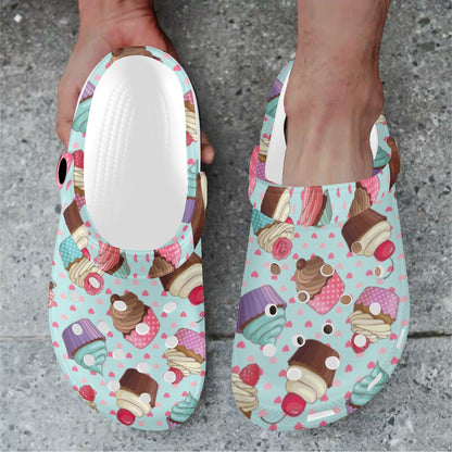 Cupcakes Fancy Heart Print Pattern Unisex Clogs Shoes