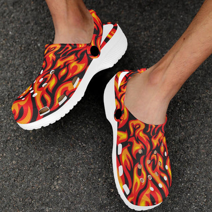 Flame Fire Print Pattern Unisex Clogs Shoes