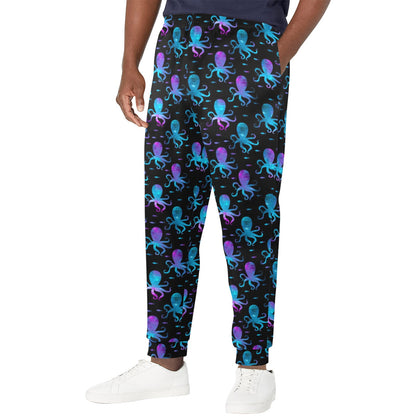 Octopus Blue Design Print Themed Men's Casual Track Pants