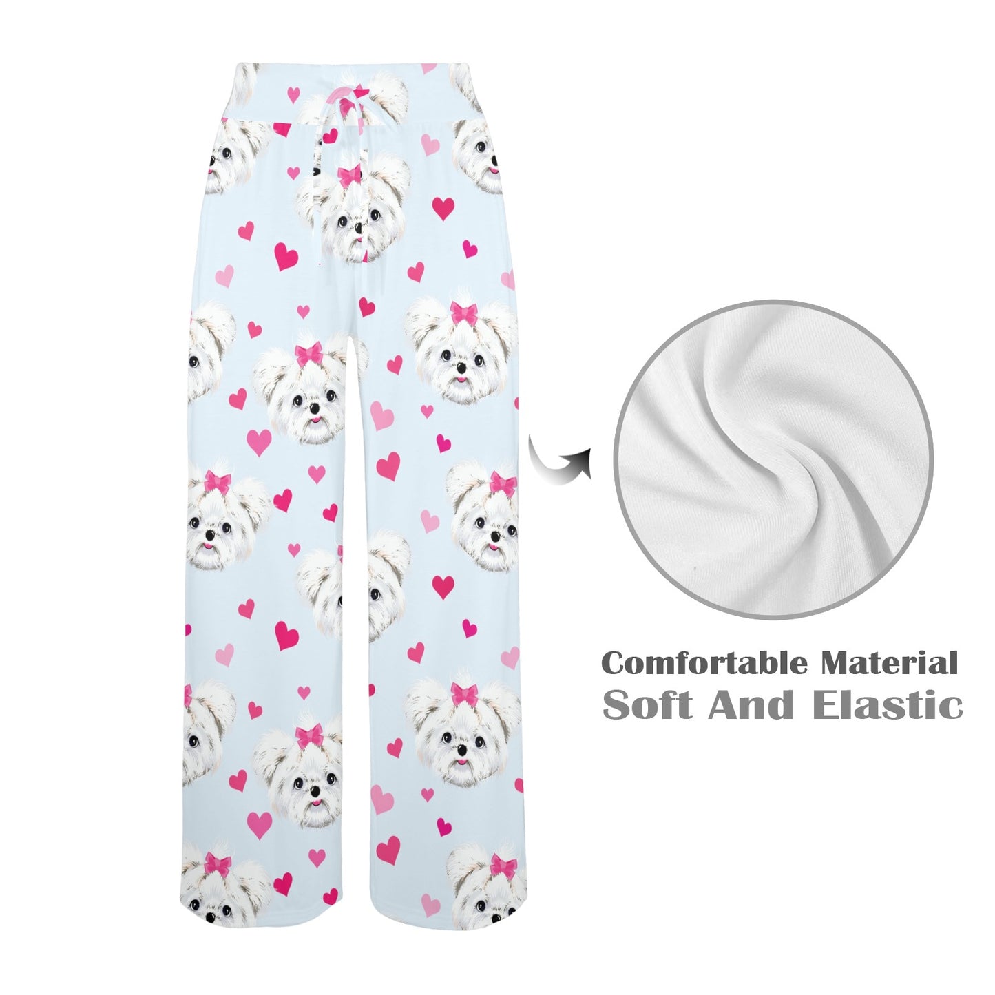 Maltese Pattern Print Design 03 Women's Wide Leg Lounge Pants