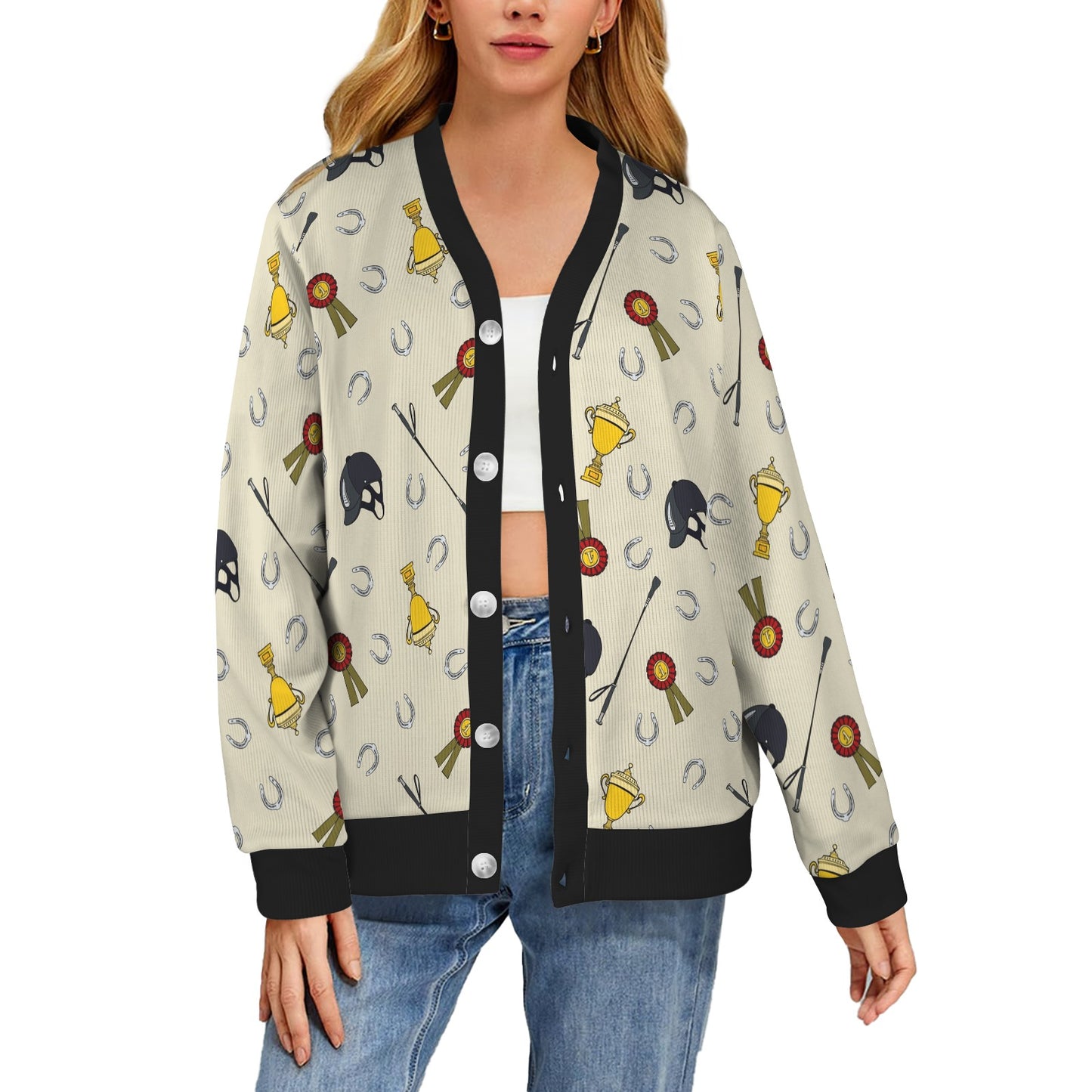 Equestrian Horseshoe Equipment Women's Cardigan