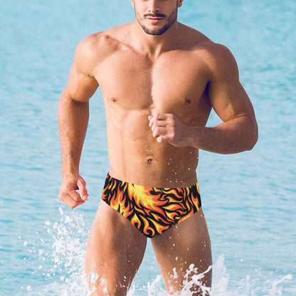 Flame Fire Design Pattern Men's Swimming Briefs
