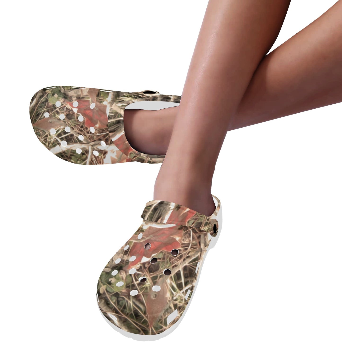 Camouflage Realistic Tree Authumn Print Unisex Clogs Shoes
