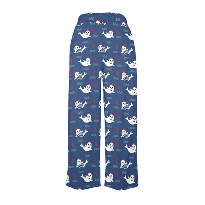Sea Lion Print Design LKS403 Women's Wide Leg Lounge Pants