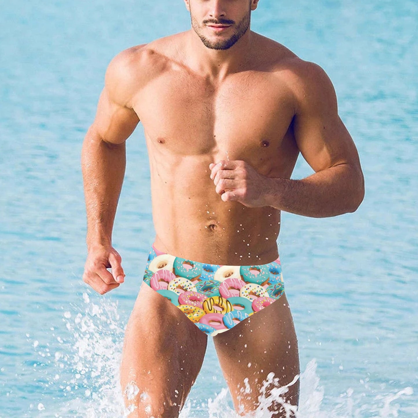 Donut Pattern Print Design DN01 Men's Swimming Briefs