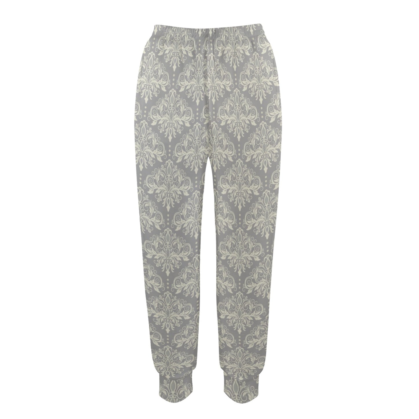 Damask Grey Elegant Print Pattern Women's Casual Track Pants