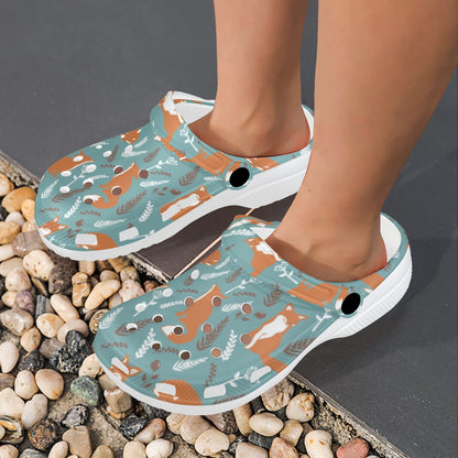 Fox Forest Print Pattern Unisex Clogs Shoes