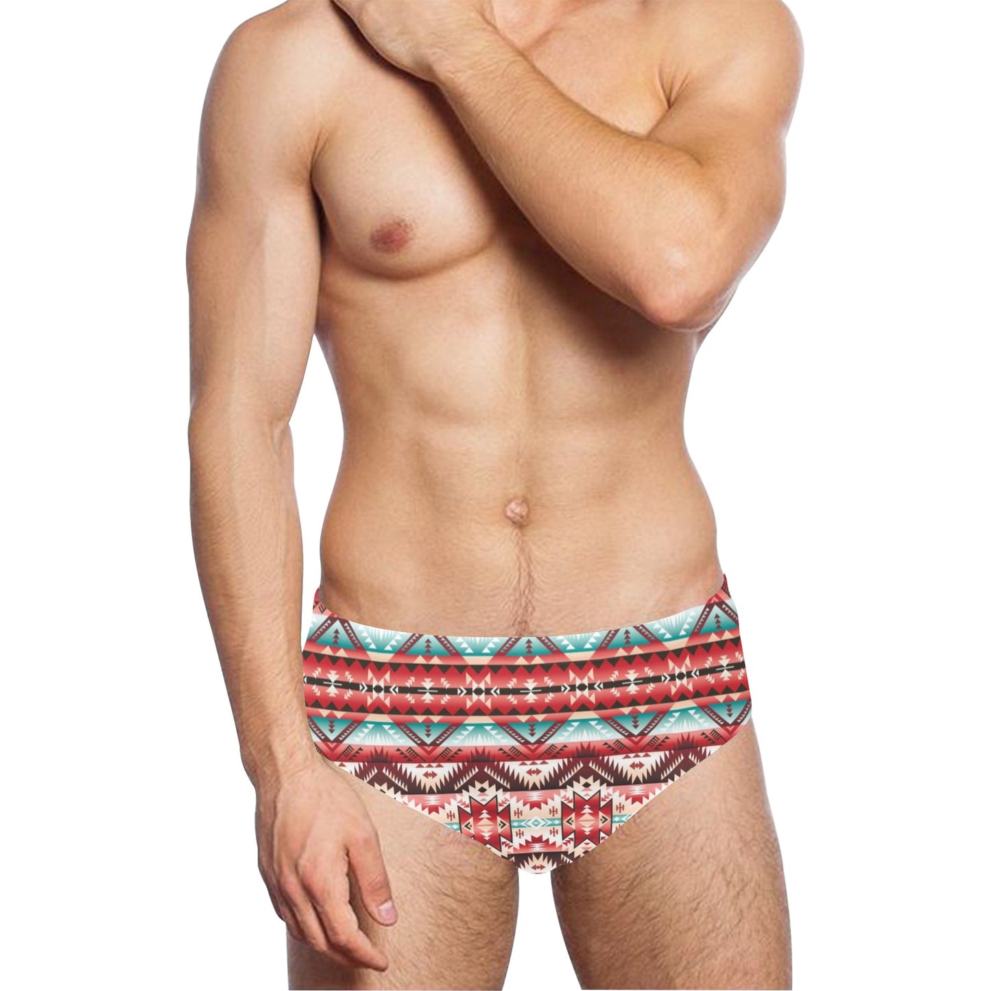 Aztec Western Style Print Pattern Men's Swimming Briefs