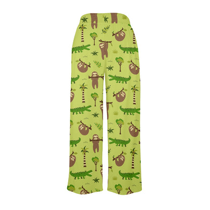 Alligator Pattern Print Design 04 Women's Wide Leg Lounge Pants