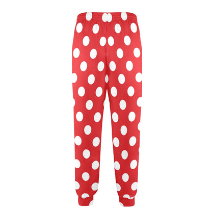 Polka Dot Red Pattern Print Design 04 Men's Casual Track Pants