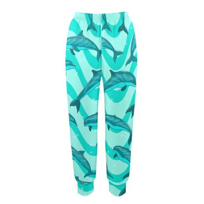 Dolphin Wave Print Women's Casual Track Pants