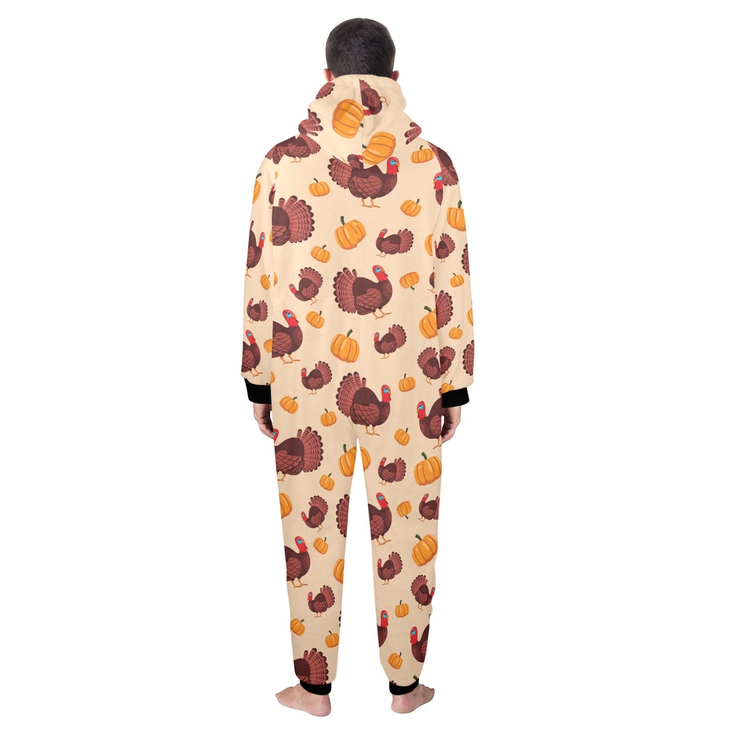 Thanksgiving Print Design LKS308 Hooded Fleece Onesie Pajama Jumpsuit