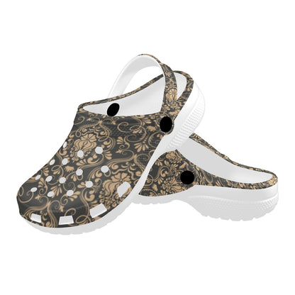 Damask Elegant Luxury Print Pattern Unisex Clogs Shoes