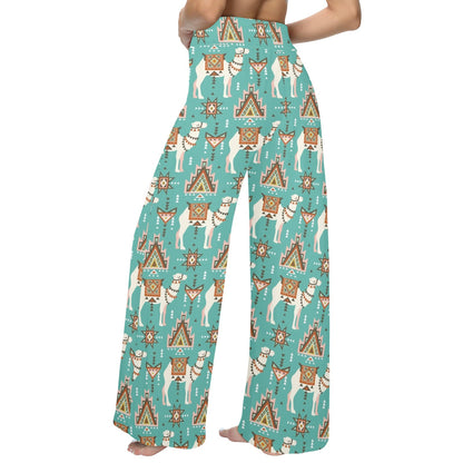 Camel ethnic Design Print Pattern JJ024 Women's Wide Leg Lounge Pants