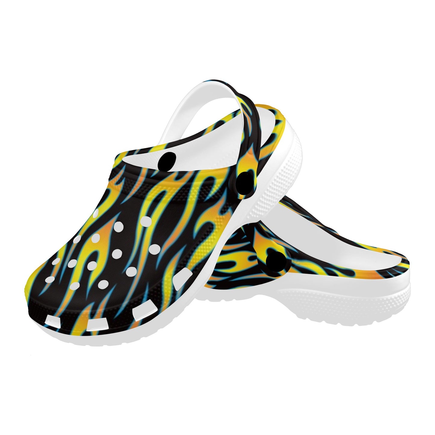 Flame Fire Yellow Pattern Unisex Clogs Shoes