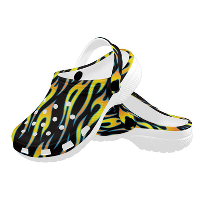Flame Fire Yellow Pattern Unisex Clogs Shoes
