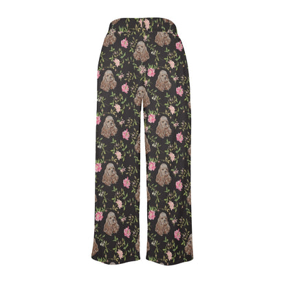 Cocker Pattern Print Design 03 Women's Wide Leg Lounge Pants