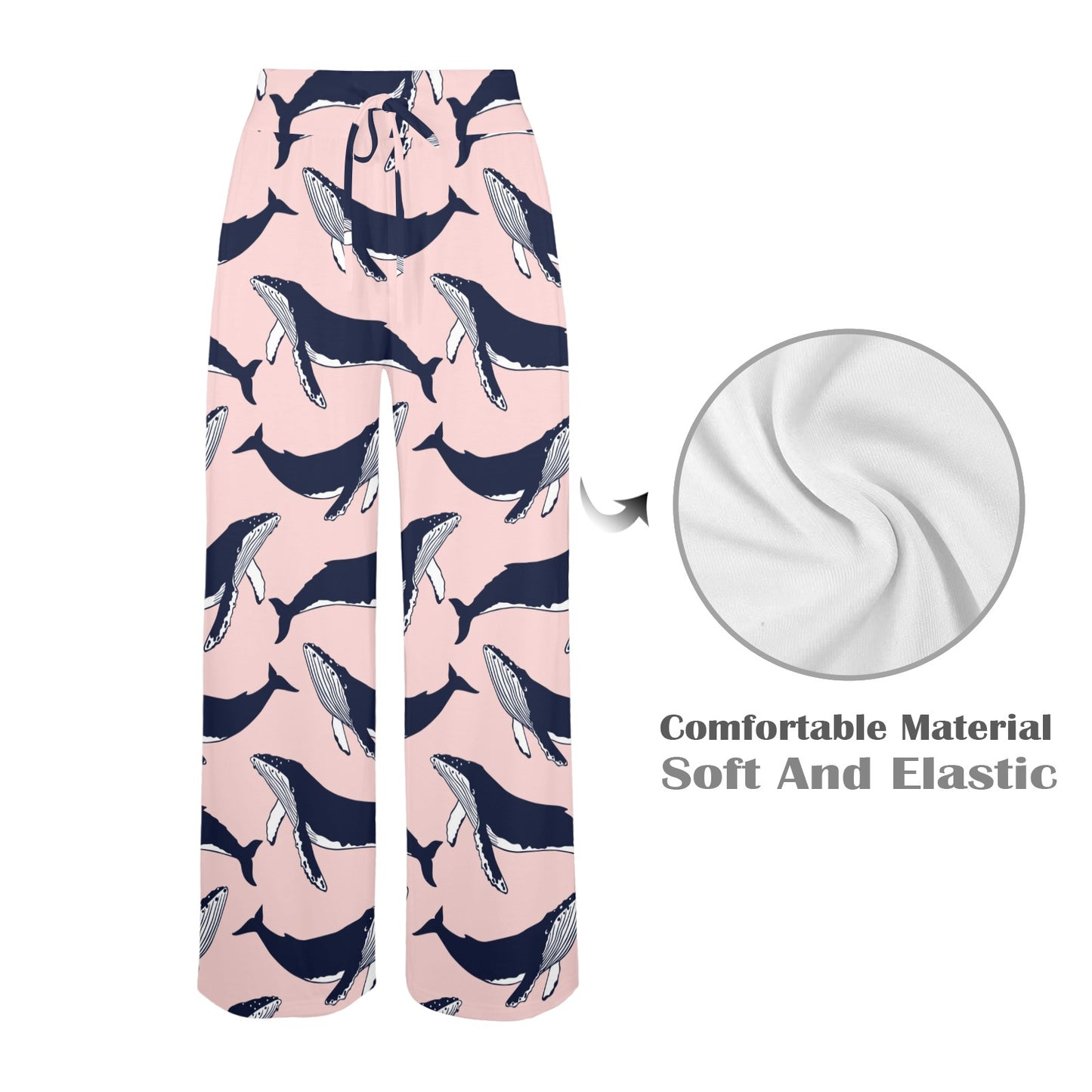 Humpback Whale Pattern Print Design 02 Women's Wide Leg Lounge Pants