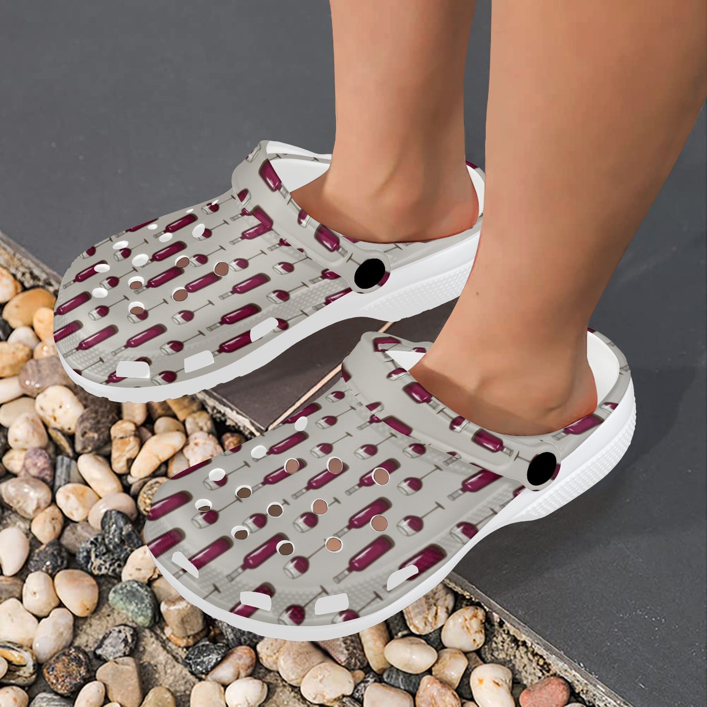 Wine Bottle Pattern Print Unisex Clogs Shoes