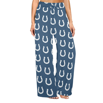 Horseshoe Print Design LKS301 Women's Wide Leg Lounge Pants