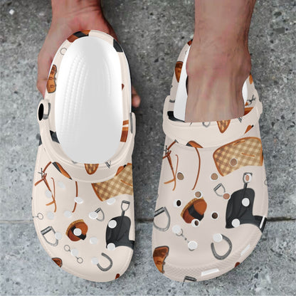 Equestrian Equipment Print Pattern Unisex Clogs Shoes