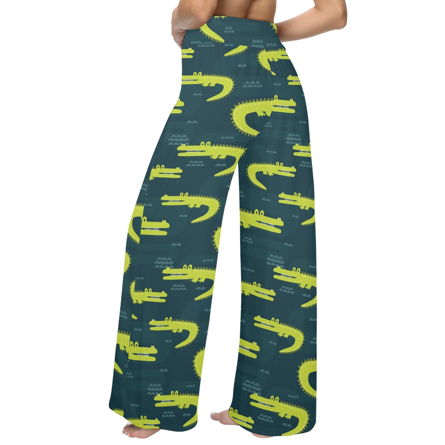 Alligator Pattern Print Design 03 Women's Wide Leg Lounge Pants
