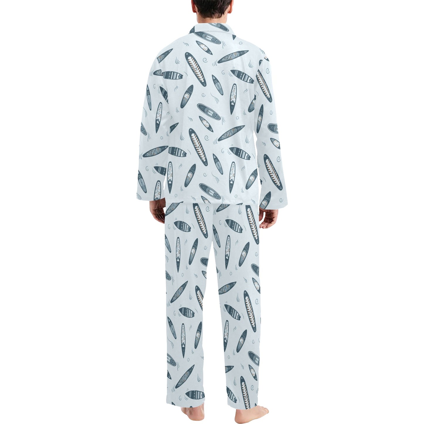 Surfboard Print Design LKS306 Men's Long Pajama Set