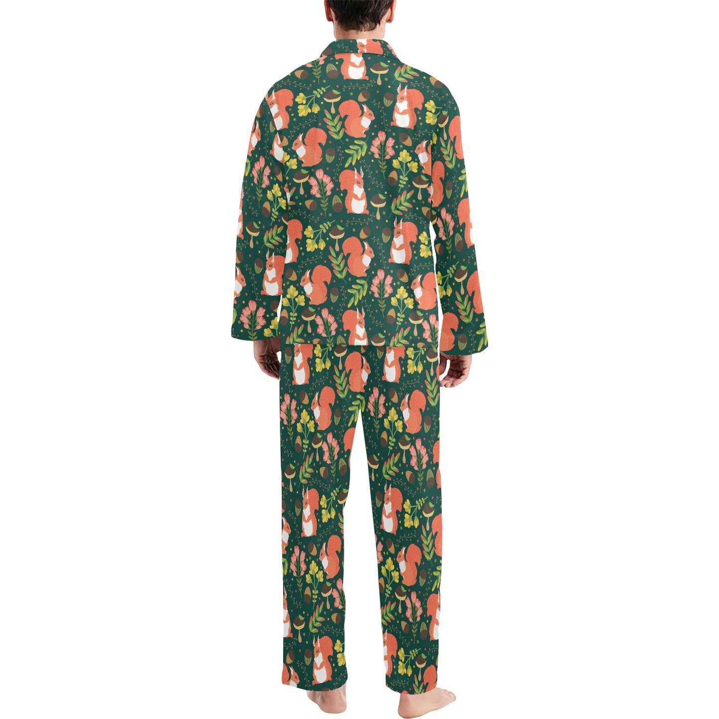 Squirrel Print Design LKS302 Men's Long Pajama Set