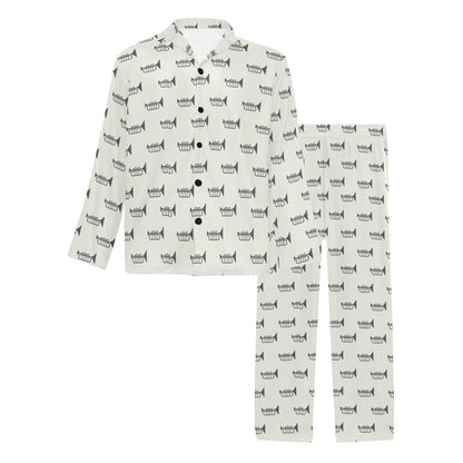 Trumpet Pattern Themed Print Men's Long Pajama Set