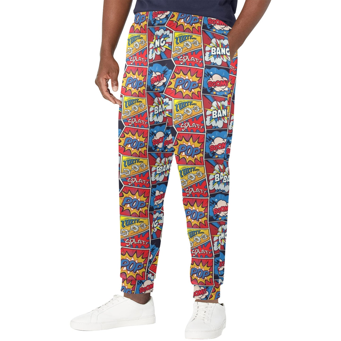Comic Book Pattern Print Design 03 Men's Casual Track Pants