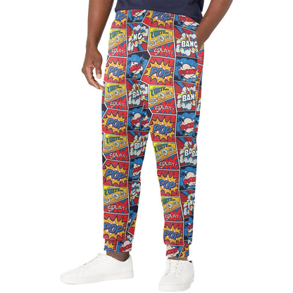 Comic Book Pattern Print Design 03 Men's Casual Track Pants