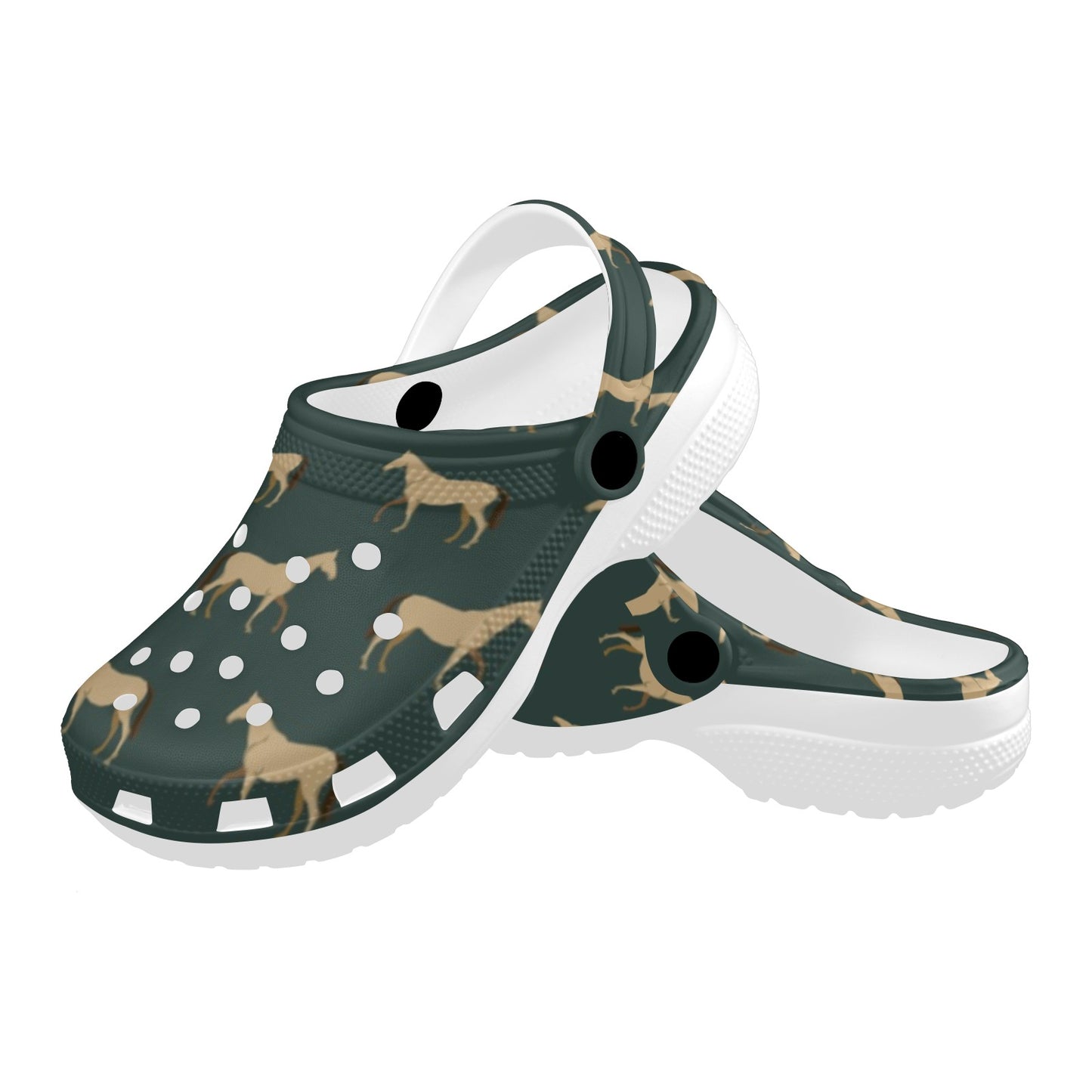 Horse Classic Themed Pattern Print Unisex Clogs Shoes