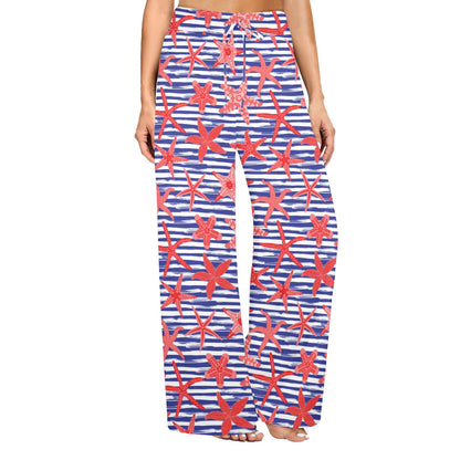 Starfish Print Design LKS401 Women's Wide Leg Lounge Pants