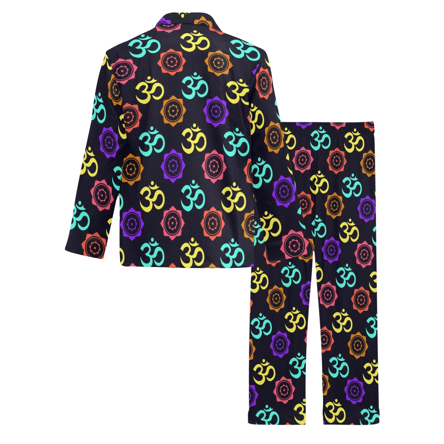 Chakra OM Print Pattern Men's Long Pajama Set