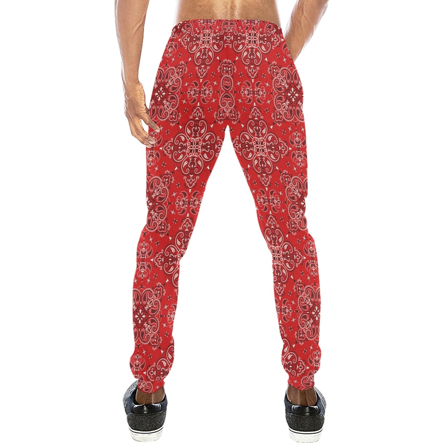 Bandana Red Pattern Print Design LKS3010 Men's Sweatpants