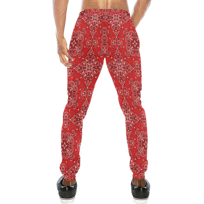 Bandana Red Pattern Print Design LKS3010 Men's Sweatpants