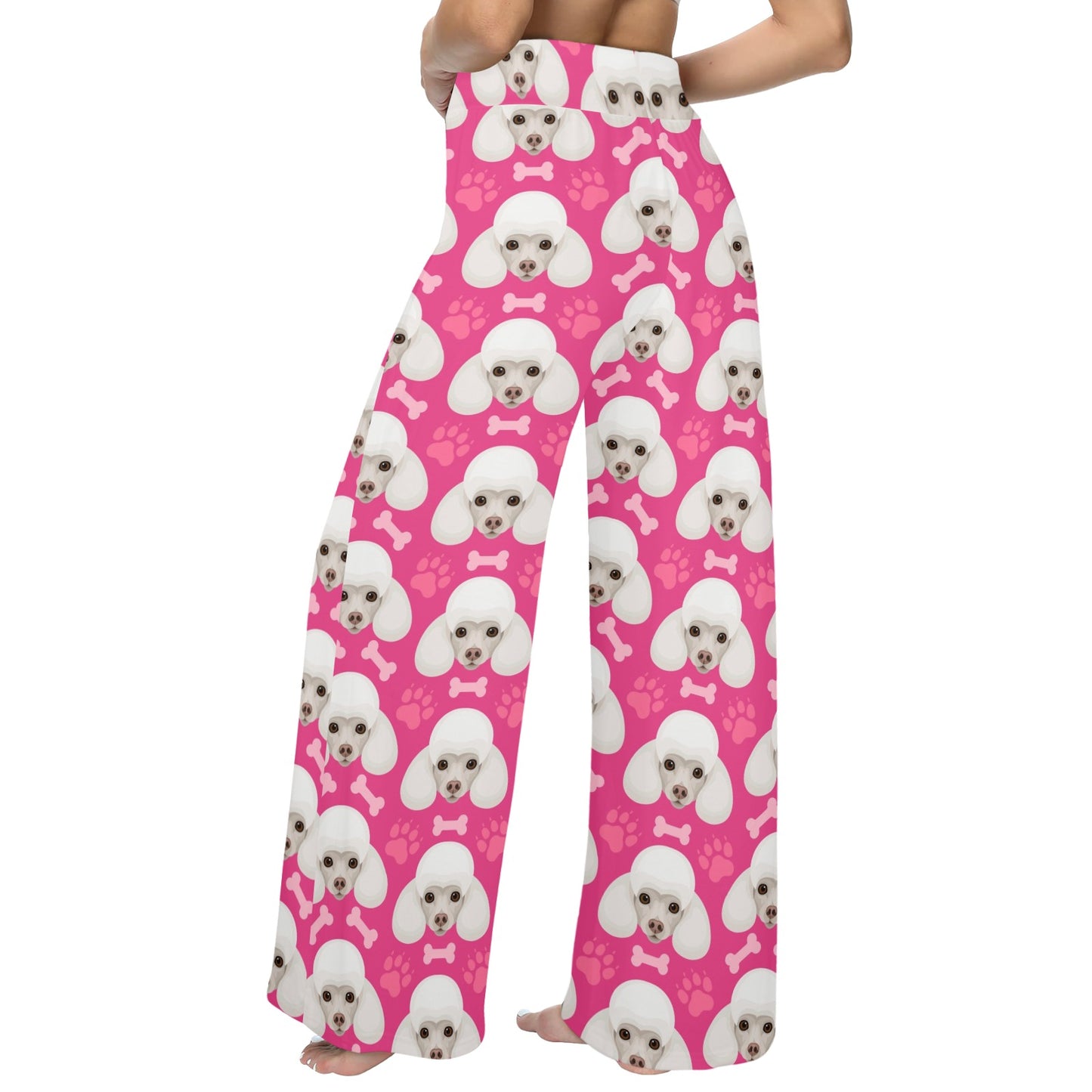 Poodle Pattern Print Design A04 Women's Wide Leg Lounge Pants
