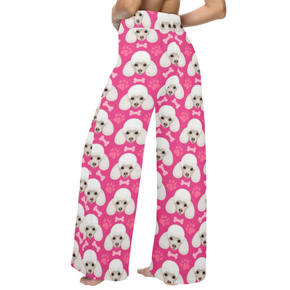 Poodle Pattern Print Design A04 Women's Wide Leg Lounge Pants