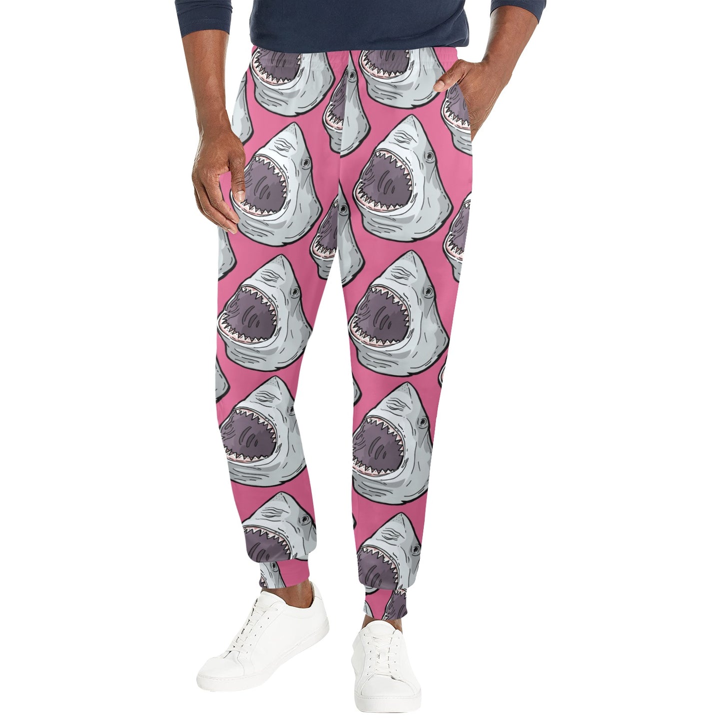Great White Shark Pattern Print Design 01 Men's Casual Track Pants